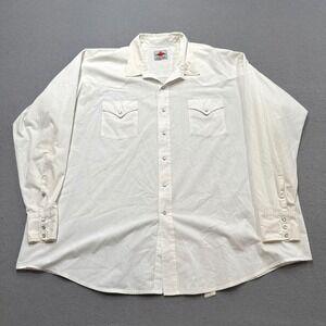 Vintage‎ MWG Western Shirt Men's 3XL White Pearl Snap Long Sleeve Classic Canada